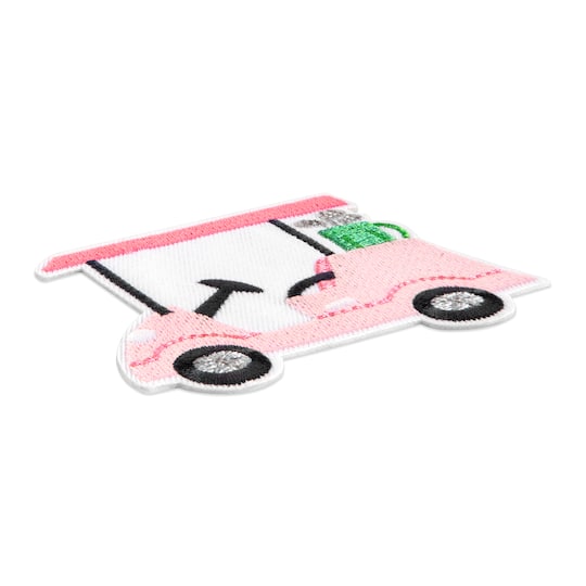 Pink Golf Cart Embroidered Iron-On & Adhesive Patch by Make Market®